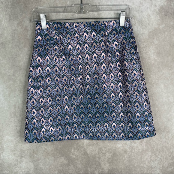 Maje Jako Jacquard Mini Metallic Skirt In Light Blue Women's Size 36 US S - Picture 7 of 12
